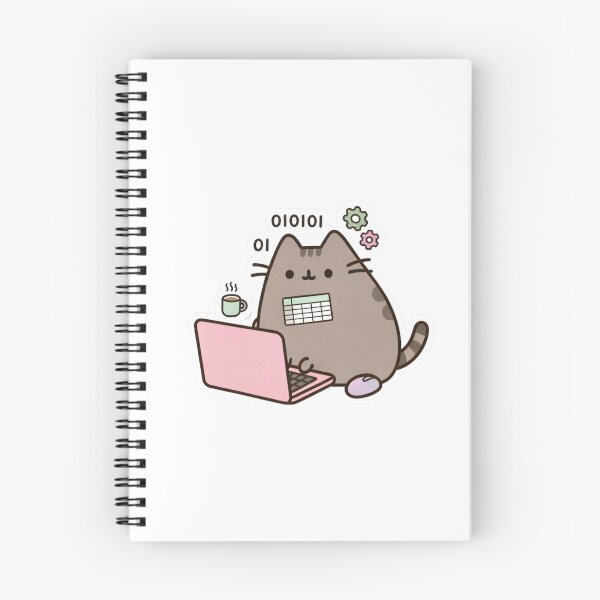 Item preview, Cute Working Cat Sticker – Laptop Cat Kawaii – Programmer / Work From Home Cat designed and sold by GozdeSoftChaos.