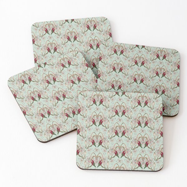 Item preview, Squirrels Amaryllis Lineart mint green designed and sold by LorlovesDesign.