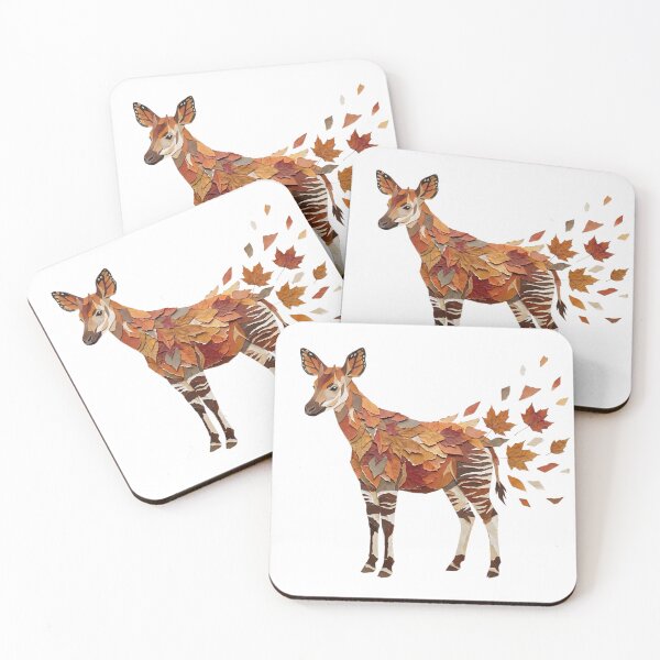 Item preview, Golden Autumn Okapi – Layered Leaf Art designed and sold by TwistedAgain.