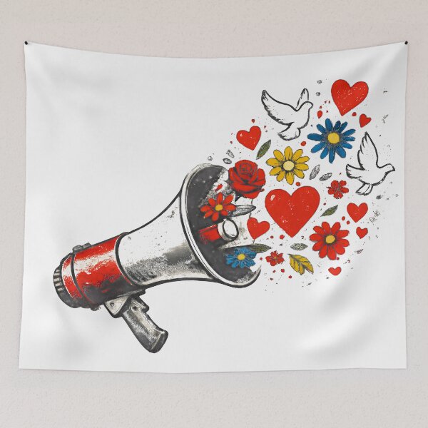 Item preview, Louder Love Megaphone Shirt – Peace Protest Art, Kindness Graphic Tee designed and sold by FunkyVista.