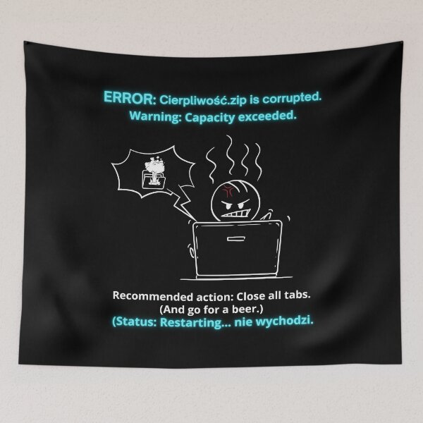 Item preview, Black Cierpliwość ZIP Corrupted - Funny Polinglish Patience Humor Gift Close All Tabs designed and sold by VibePolinglish.