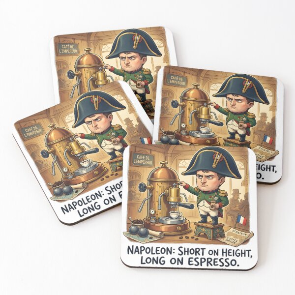 Item preview, Funny Napoleon Coffee Caricature - Short on Height, Long on Espresso designed and sold by GreatPeopleMind.