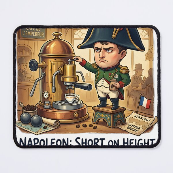 Item preview, Funny Napoleon Coffee Caricature - Short on Height, Long on Espresso designed and sold by GreatPeopleMind.