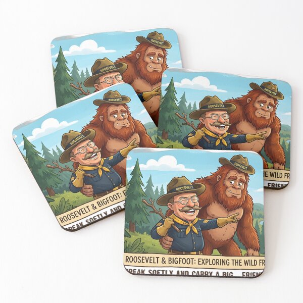 Item preview, Funny Teddy Roosevelt and Bigfoot Caricature - National Parks Humor designed and sold by GreatPeopleMind.