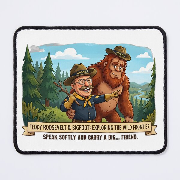 Item preview, Funny Teddy Roosevelt and Bigfoot Caricature - National Parks Humor designed and sold by GreatPeopleMind.