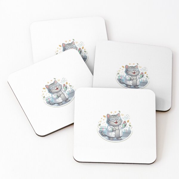 Item preview, Title: Grey Cat Scientist in Futuristic Lab Sticker – Science Experiment Glass Room Scene designed and sold by wildbest.