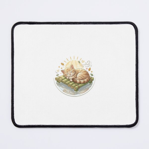 Item preview, Smiling Kitten Sleeping on Bamboo Forest Bridge – Misty Morning Dream Sticker designed and sold by wildbest.