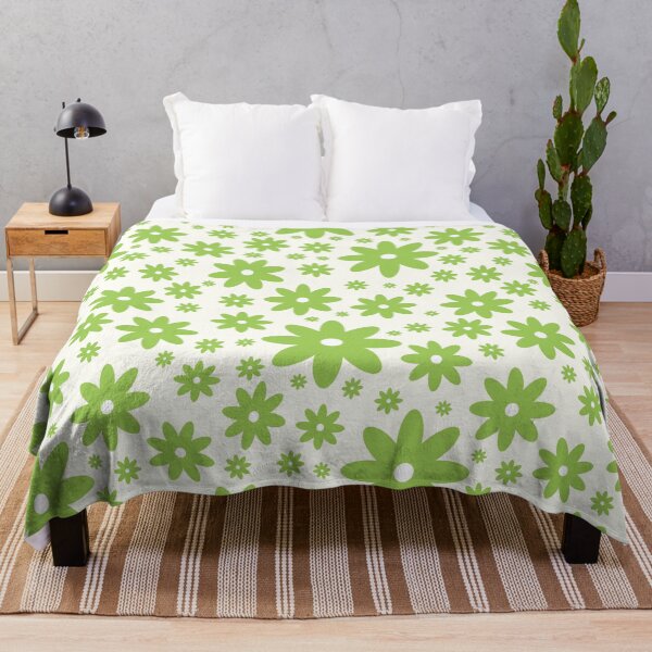 Item preview, Green Retro Daisies Flowers Pattern designed and sold by Jeallan Designs.