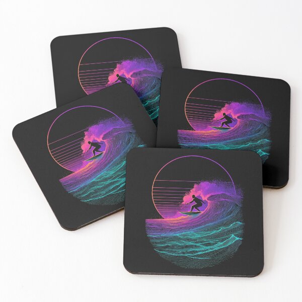 Item preview, Neon Wave Surfer Retro Sunset Line Art designed and sold by PixelQ.