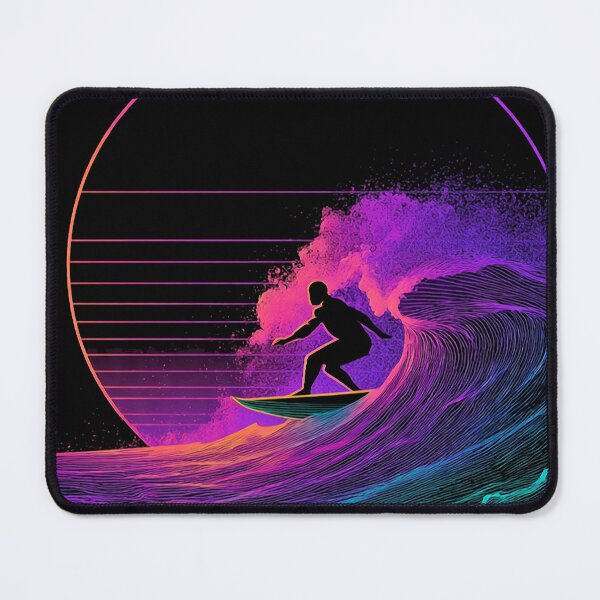 Item preview, Neon Wave Surfer Retro Sunset Line Art designed and sold by PixelQ.