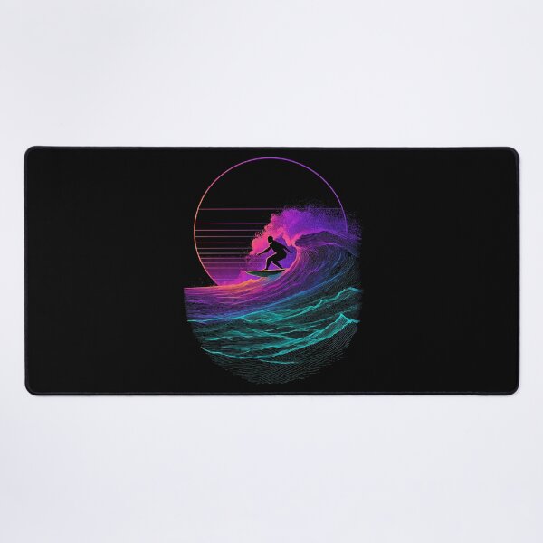 Item preview, Neon Wave Surfer Retro Sunset Line Art designed and sold by PixelQ.