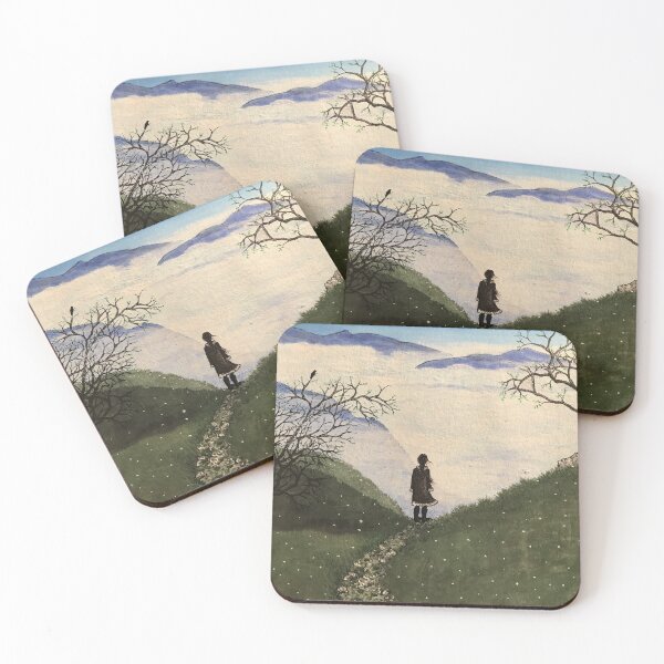Item preview, Acrylic painting of a young woman in a spring landscape with a sea of fog. designed and sold by creaphyl28.