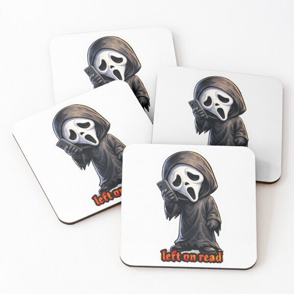 Item preview, Ghostface “Left On Read” Sticker Cute Horror Chibi Design designed and sold by CMLPaintings.