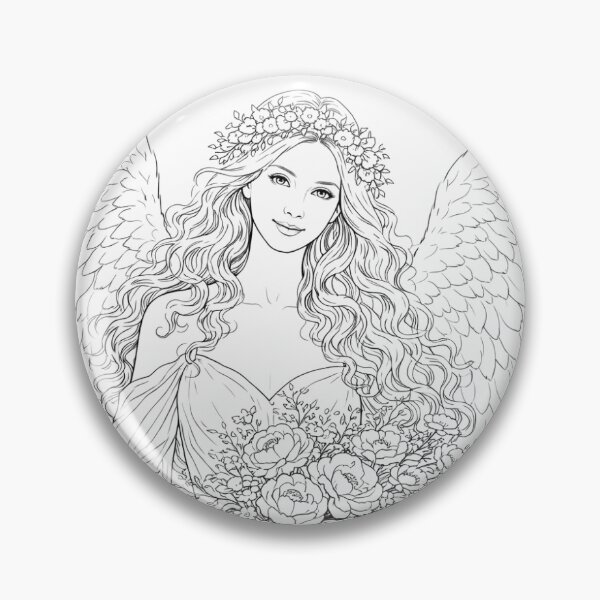 Item preview, Angel of Loveliness (fine line drawing for coloring) designed and sold by engelsinne777.