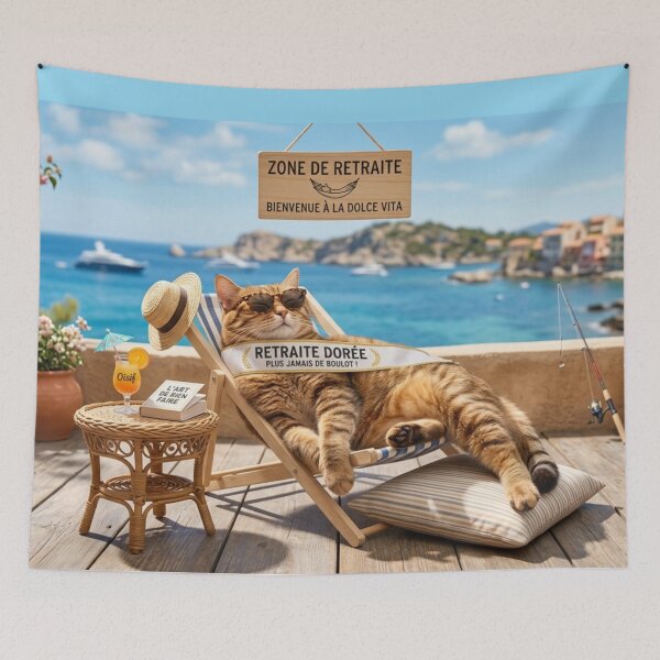 Item preview, Cat on a deckchair – retirement designed and sold by Malisa345.