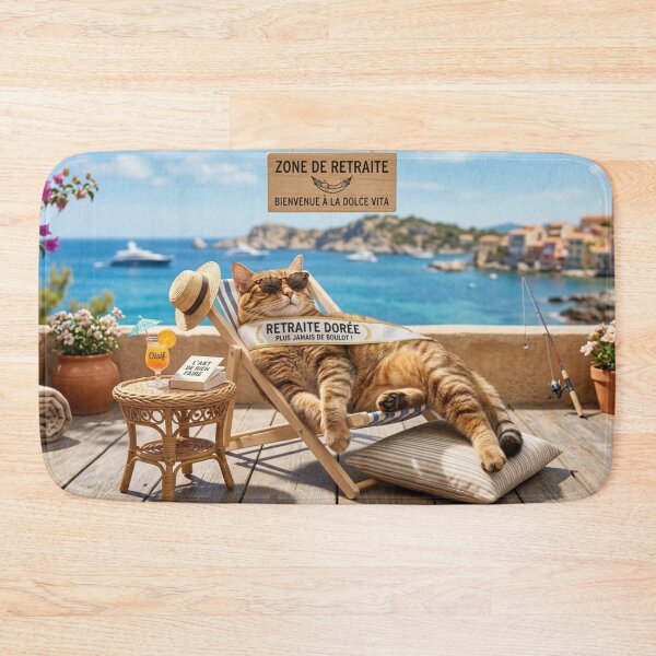 Item preview, Cat on a deckchair – retirement designed and sold by Malisa345.