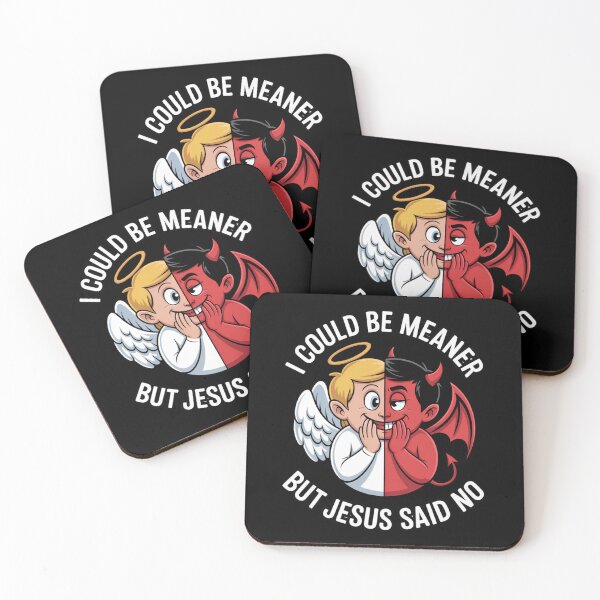 Item preview, I Could Be Meaner But Jesus Said No – Angel Devil Split Christian Humor T-Shirt V1 designed and sold by DarylWelsh2024.