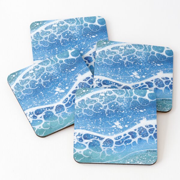 Item preview, Sea Surf Waves - Ocean Blue Birdseye/ Aerial Watercolour designed and sold by Cass Harker Studio.