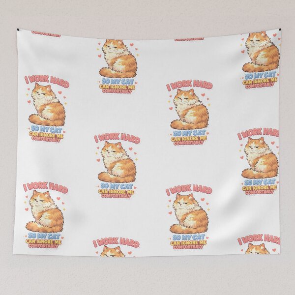 Item preview, I Work Hard So My Cat Can Ignore Me Comfortably – Funny Cat Sticker designed and sold by Bettybee00.