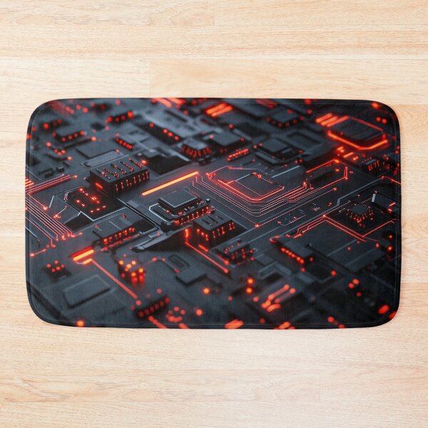 Item preview, Neon Circuit Grid Cyberpunk Tech Landscape Black and Red Pattern for Mens designed and sold by lematworks.