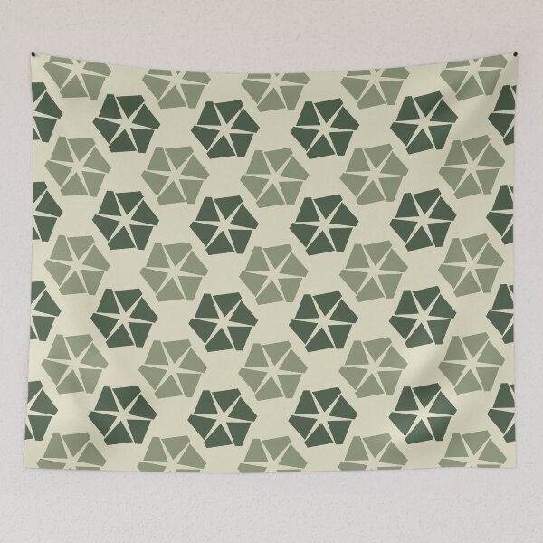 Item preview, Gray asparagus, artichoke & dirty white cracked hexagons designed and sold by Mint + Midnight.