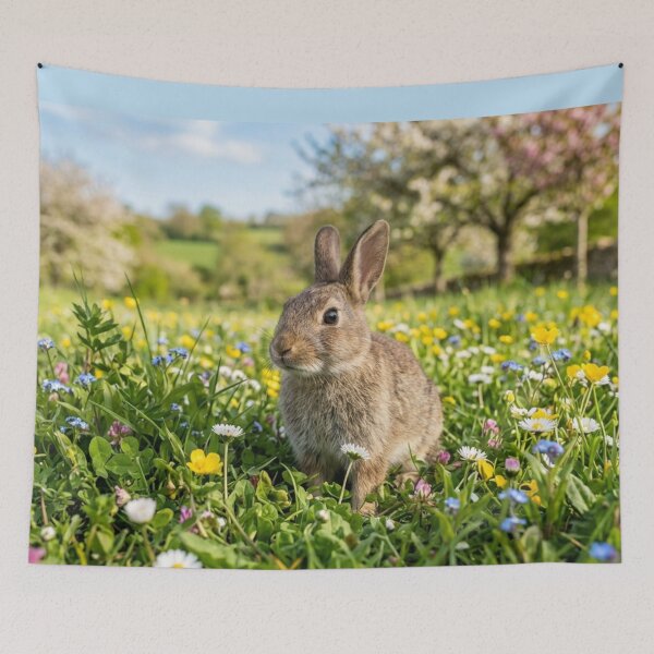Item preview, Rabbit in a flowery field designed and sold by Malisa345.