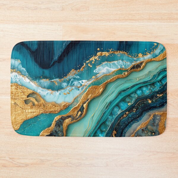 Item preview, Teal Ocean Gold Vein Abstract Geode Flow Modern Art designed and sold by lematworks.
