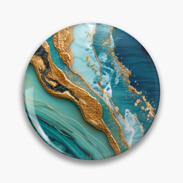 Item preview, Teal Ocean Gold Vein Abstract Geode Flow Modern Art designed and sold by lematworks.