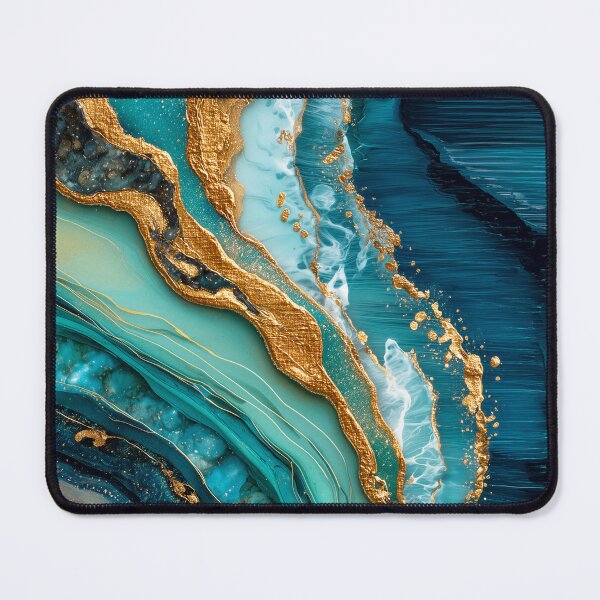 Item preview, Teal Ocean Gold Vein Abstract Geode Flow Modern Art designed and sold by lematworks.