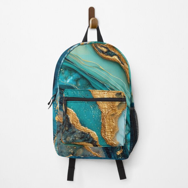 Item preview, Teal Ocean Gold Vein Abstract Geode Flow Modern Art designed and sold by lematworks.