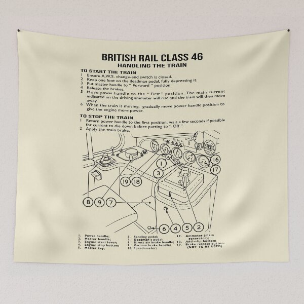 Item preview, British Rail Class 46 Peak Train Driving Instructions Infographic Gifts designed and sold by Maljonic.
