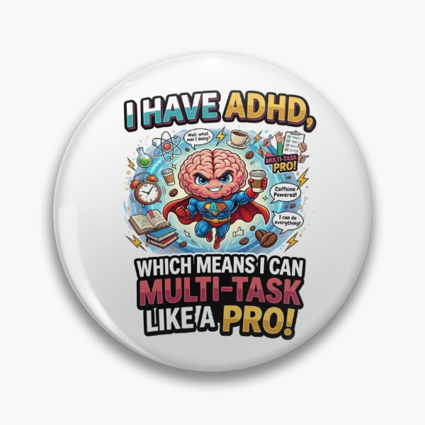 Item preview, I Have ADHD - I Multi-Task Like a Pro! Funny Superhero Brain designed and sold by CHAOS_CLUB.