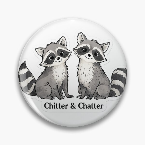 Artikelvorschau, Waschbär-Duo „Chitter & Chatter“ – Niedlicher Tieraufkleber in Schwarz und Grau entworfen und verkauft von Aurora & Ink Artworks .
