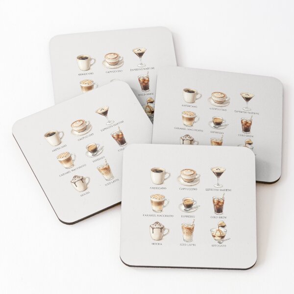 Item preview, Coffee Drinks Chart – Aesthetic Watercolor Coffee Guide | Minimal Cafe Menu Art designed and sold by Verycutethings.