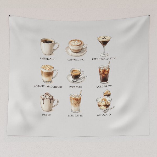 Item preview, Coffee Drinks Chart – Aesthetic Watercolor Coffee Guide | Minimal Cafe Menu Art designed and sold by Verycutethings.