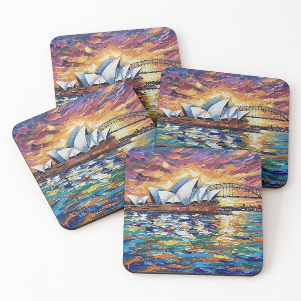 Item preview, Sydney Opera House Colorful Acrylic Pour Palette Knife Art designed and sold by GymTanLaundry.