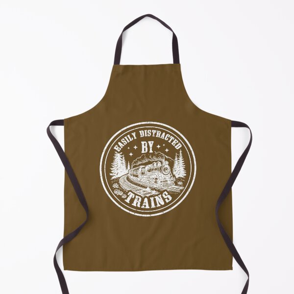 Item preview, Easily Distracted By Trains - Vintage Steam Locomotive Mountain Badge designed and sold by Dmetalx Art Apparel.