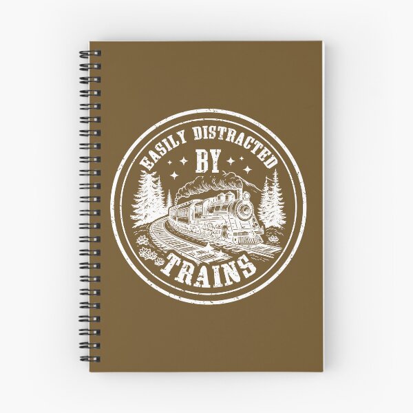 Item preview, Easily Distracted By Trains - Vintage Steam Locomotive Mountain Badge designed and sold by Dmetalx Art Apparel.