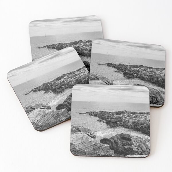 Item preview, Rugged Rocky Shoreline with a Passing Sailboat designed and sold by ADAG-ART.