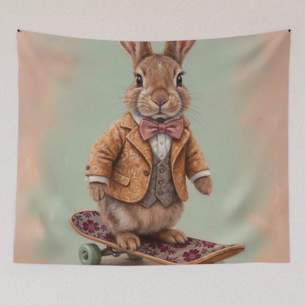 Item preview, Dapper Rabbit on a skateboard designed and sold by paulrommer.