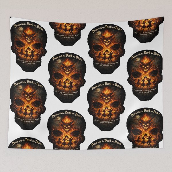 Item preview, Down with the Devil We Dance – Dark Folk Ritual Bonfire Demon Art designed and sold by BigBobInk.