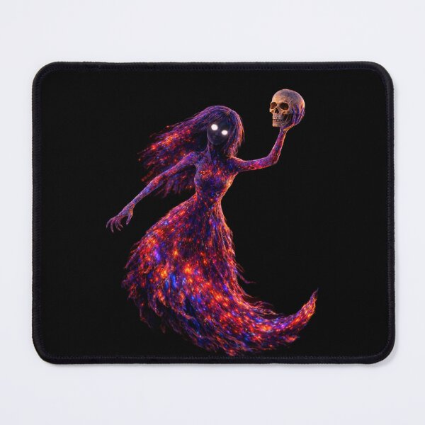 Item preview, Cosmic Phantom Girl with Skull – Dark Fantasy Galaxy Spirit | Glowing Eyes Art designed and sold by BigBobInk.