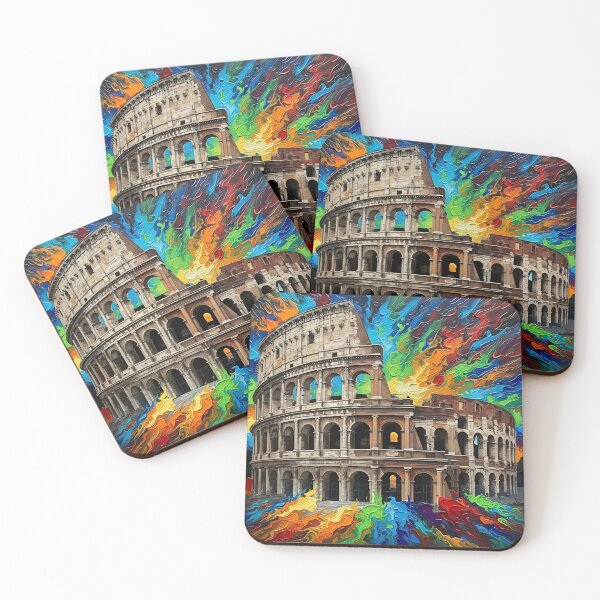 Item preview, Rome Colosseum Colorful Acrylic Pour Palette Knife Art designed and sold by GymTanLaundry.