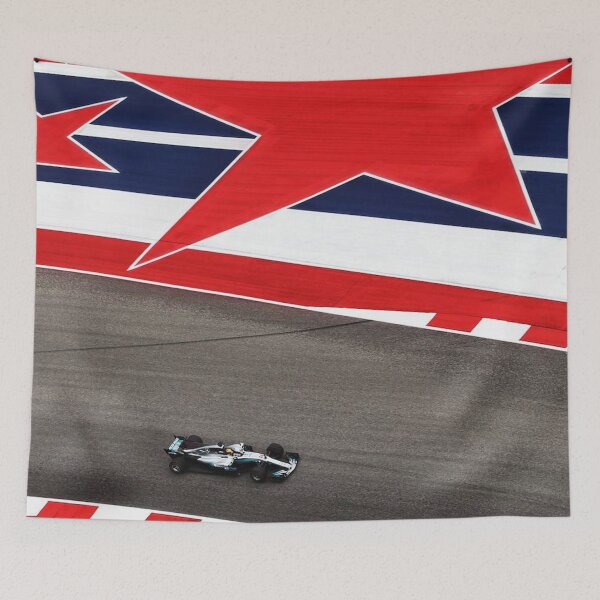 Item preview, Mercedes F1 Car on American Flag Austin Poster – US GP Racing Art designed and sold by Road To Track.