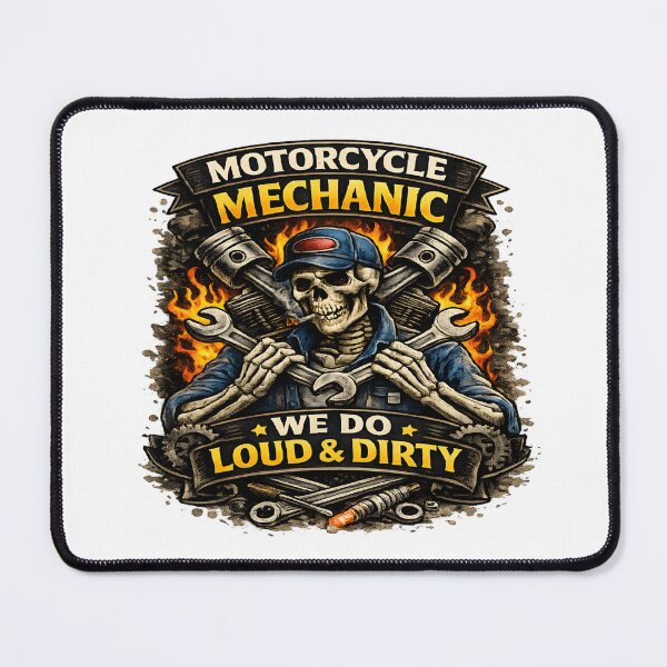 Item preview, Motorcycle Mechanic Shirt – Loud & Dirty Garage Life – Skull Biker Mechanic Design designed and sold by Paddy36777.