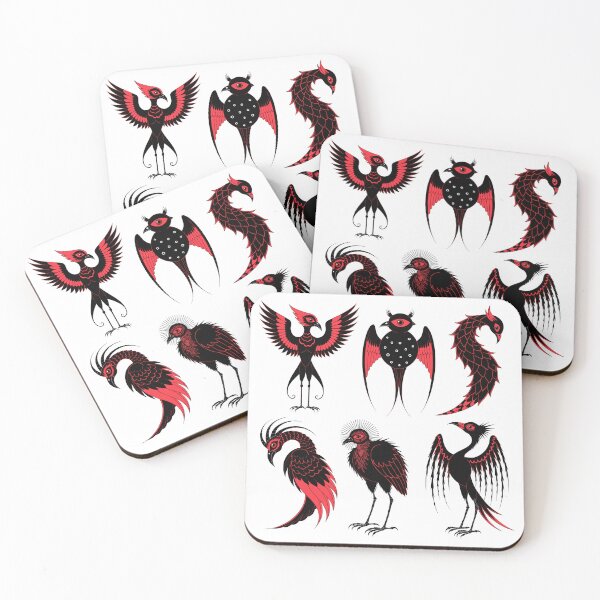 Item preview, Stylized black and red birds designed and sold by michplante60.