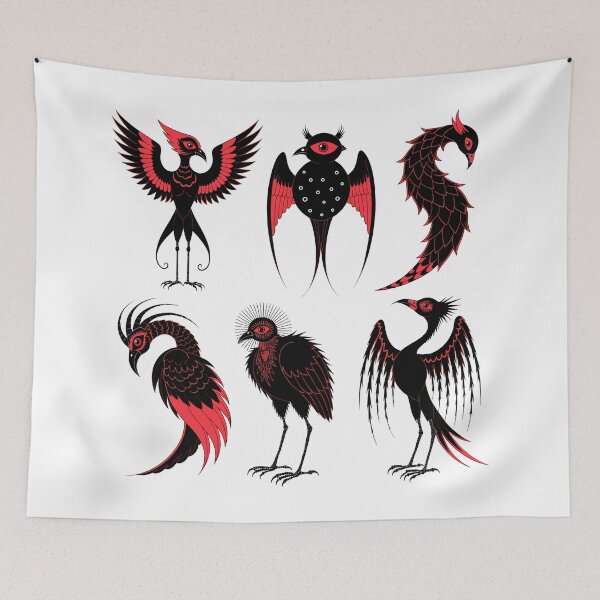 Item preview, Stylized black and red birds designed and sold by michplante60.