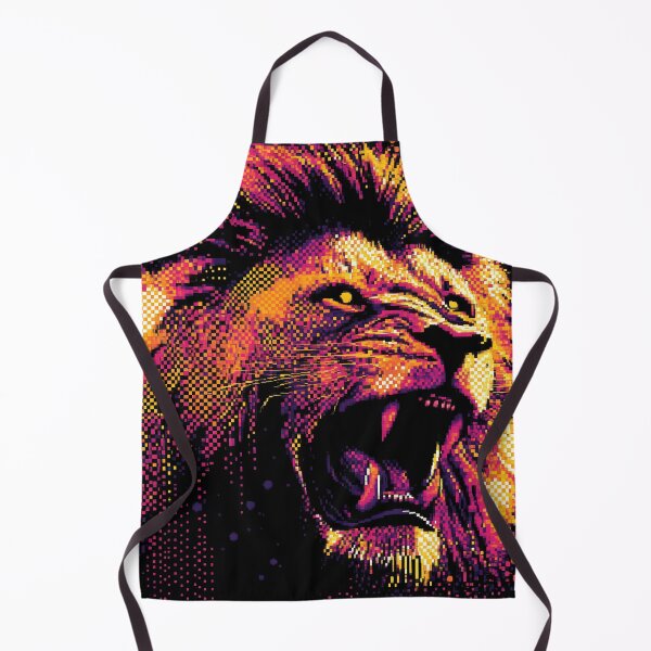 Item preview, Neon Halftone Pixel Art Lion designed and sold by ClubVacay.