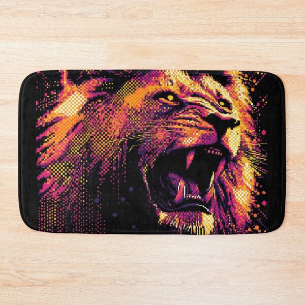 Item preview, Neon Halftone Pixel Art Lion designed and sold by ClubVacay.