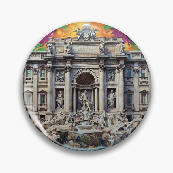Item preview, Trevi Fountain Rome Colorful Acrylic Pour Palette Knife Art designed and sold by GymTanLaundry.